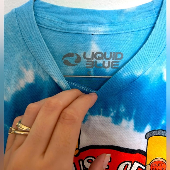Liquid Blue The Simpsons Homer to Alcohol Duff Beer Tie Dye Y2K T-shirt Sz S EUC - Picture 4 of 4